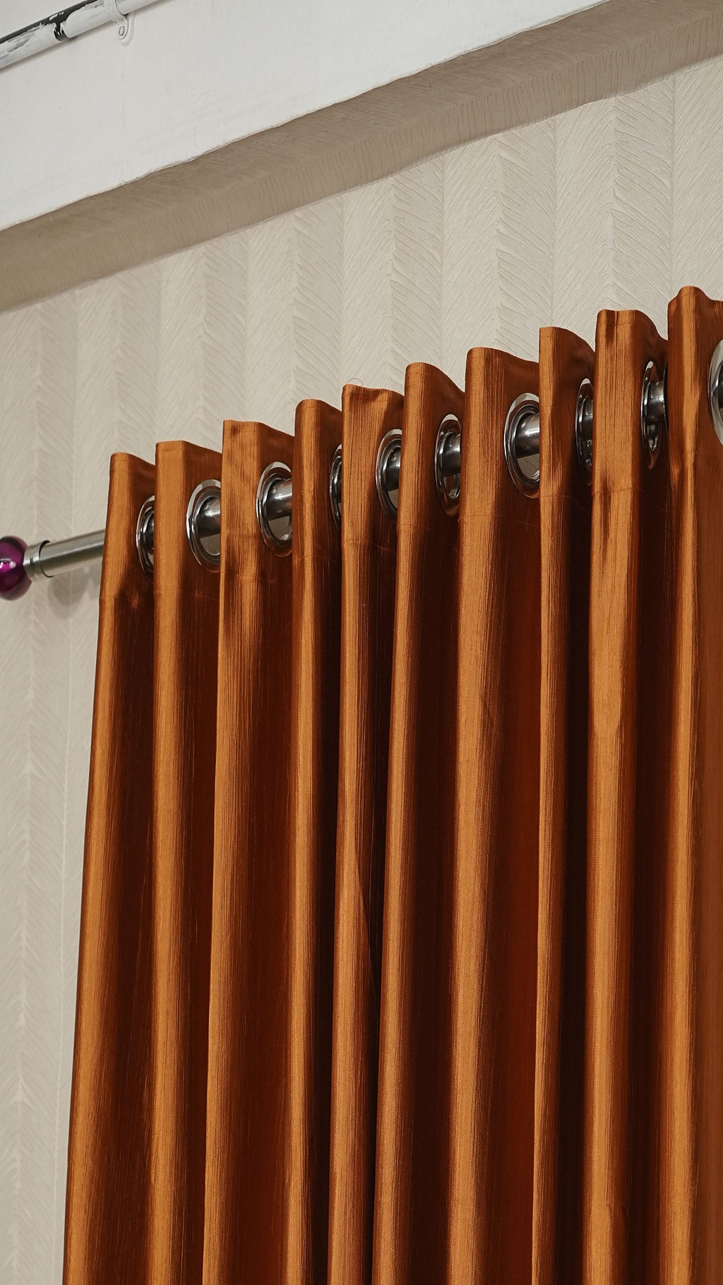 🪟 Branded Rust Colour Crush Fabric Semi-Blackout Curtains  Warm | Trendy | Bestseller