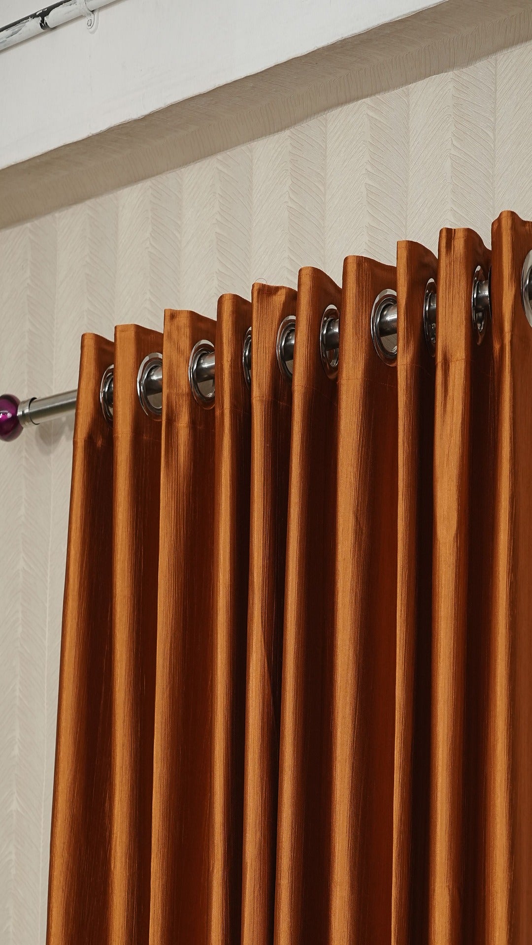 🪟 Branded Rust Colour Crush Fabric Semi-Blackout Curtains  Warm | Trendy | Bestseller