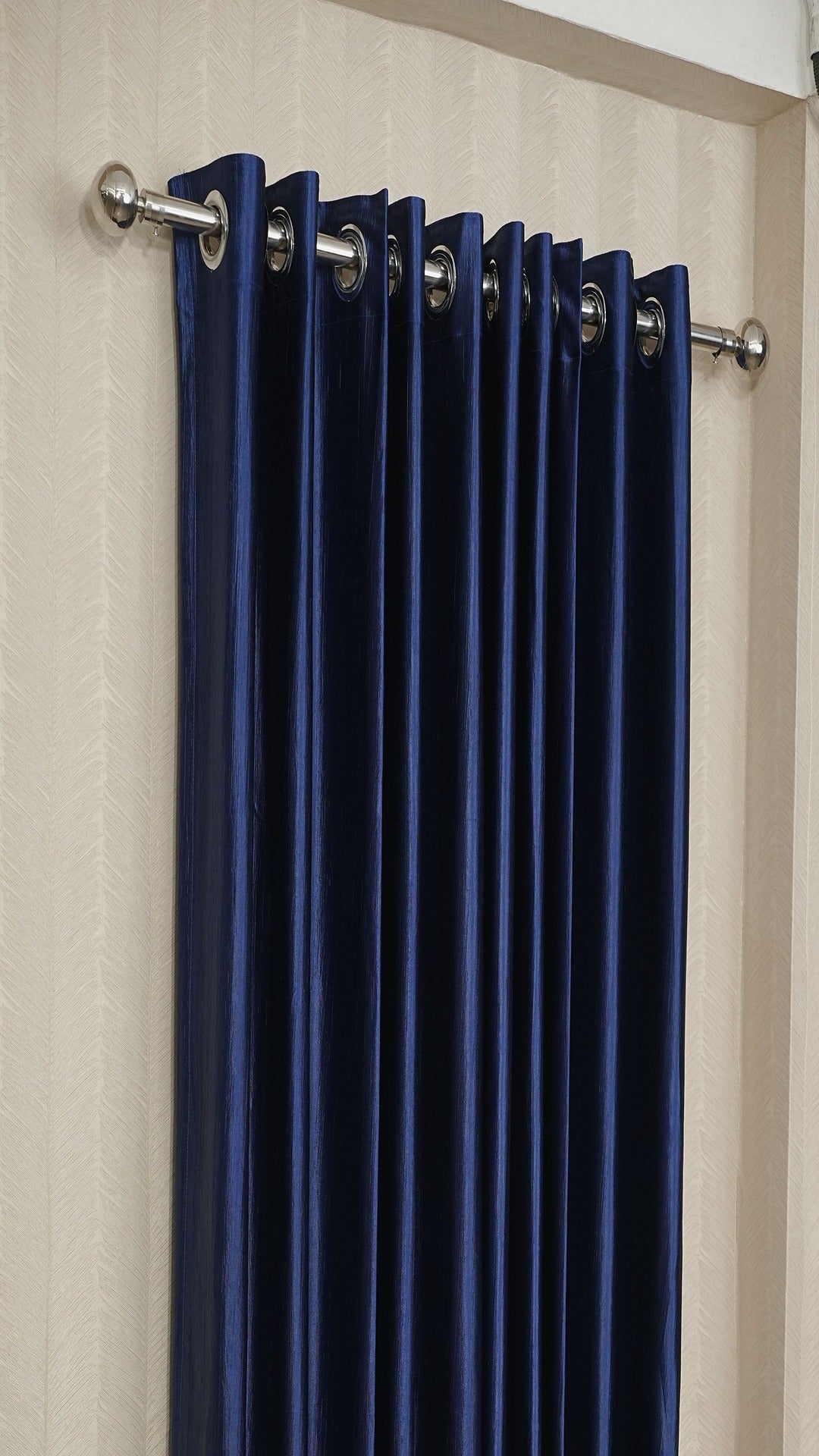 🪟 Branded Navy Blue Colour Crush Fabric Semi-Blackout Curtains  Elegant | Premium | Bestseller