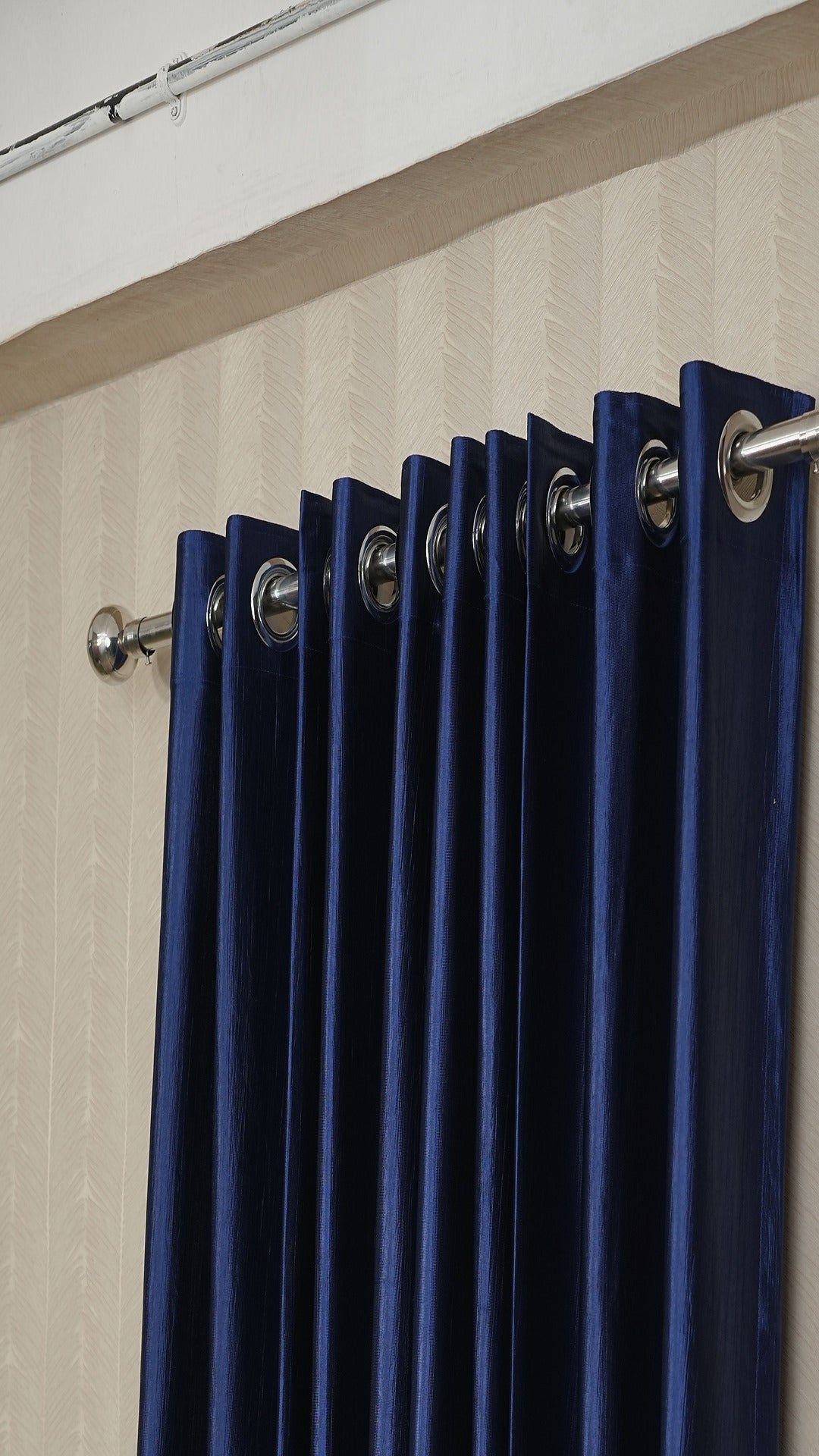 🪟 Branded Navy Blue Colour Crush Fabric Semi-Blackout Curtains  Elegant | Premium | Bestseller