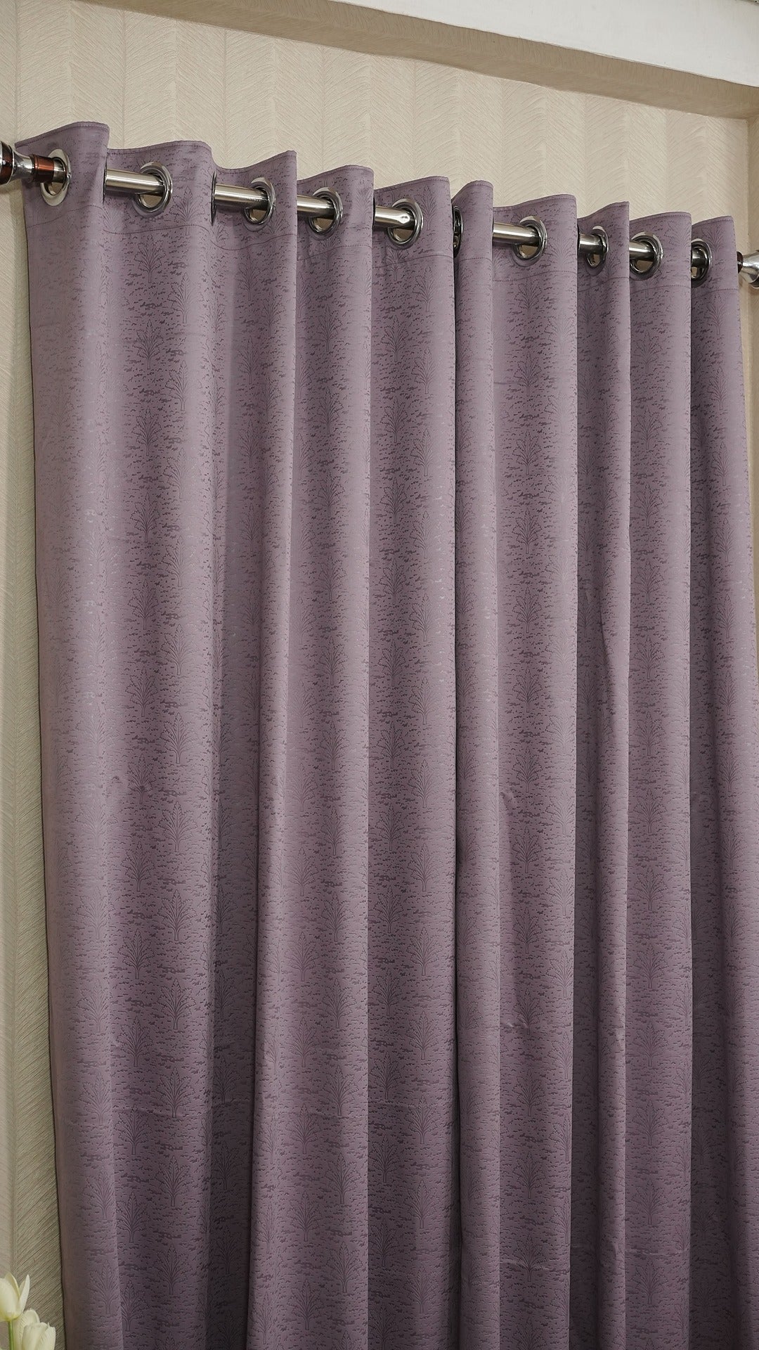 Lavender Color Blackout Curtains with Embossed Design – Elegant, Functional & Affordable Luxury