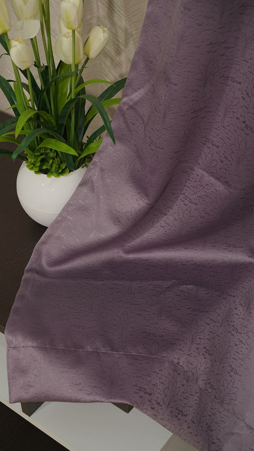 Lavender Color Blackout Curtains with Embossed Design – Elegant, Functional & Affordable Luxury