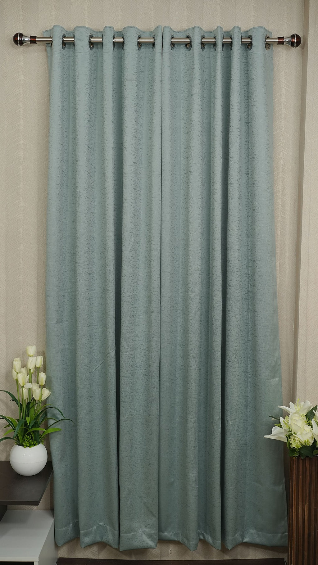 Seagreen blackout embossed curtain
