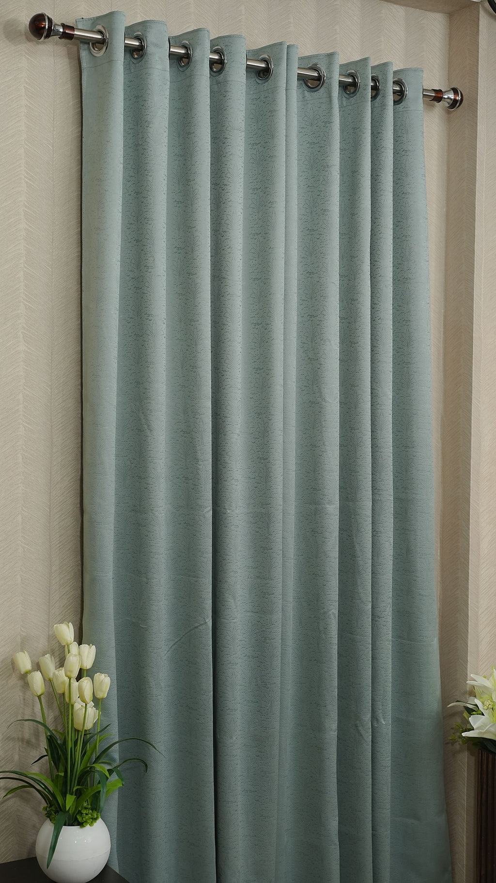 Seagreen blackout embossed curtain