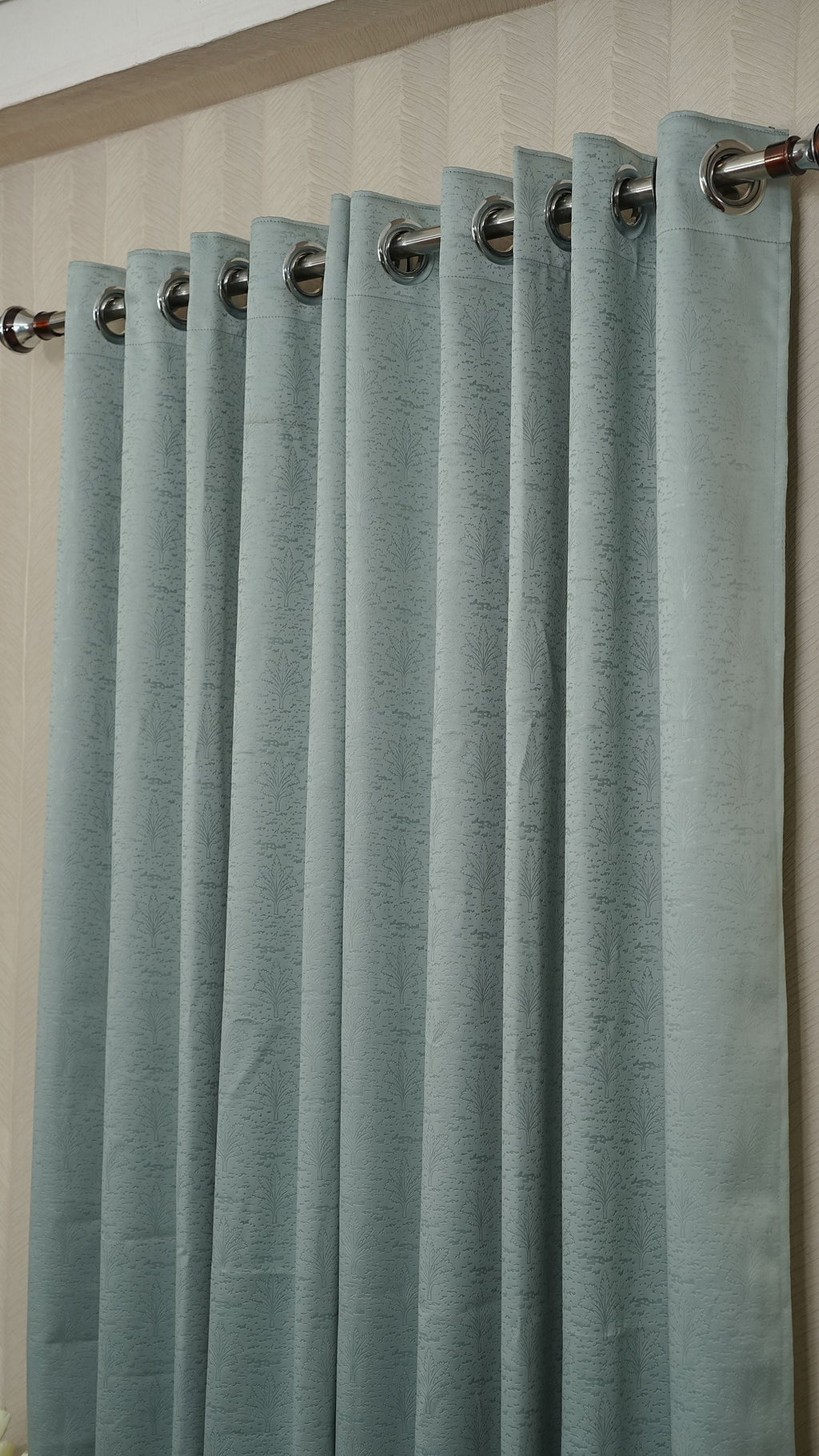 Seagreen blackout embossed curtain