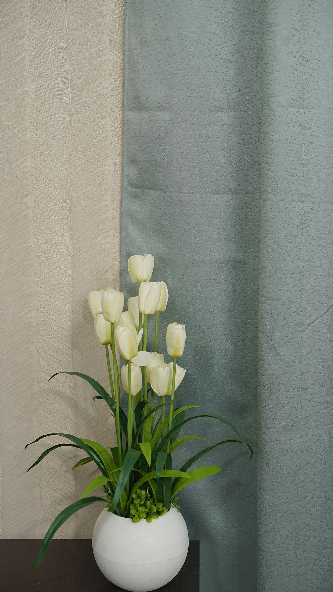 Seagreen blackout embossed curtain