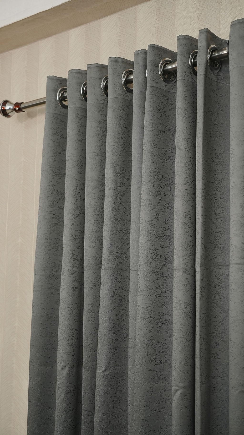 Grey Embossed Blackout Curtains 1 piece
