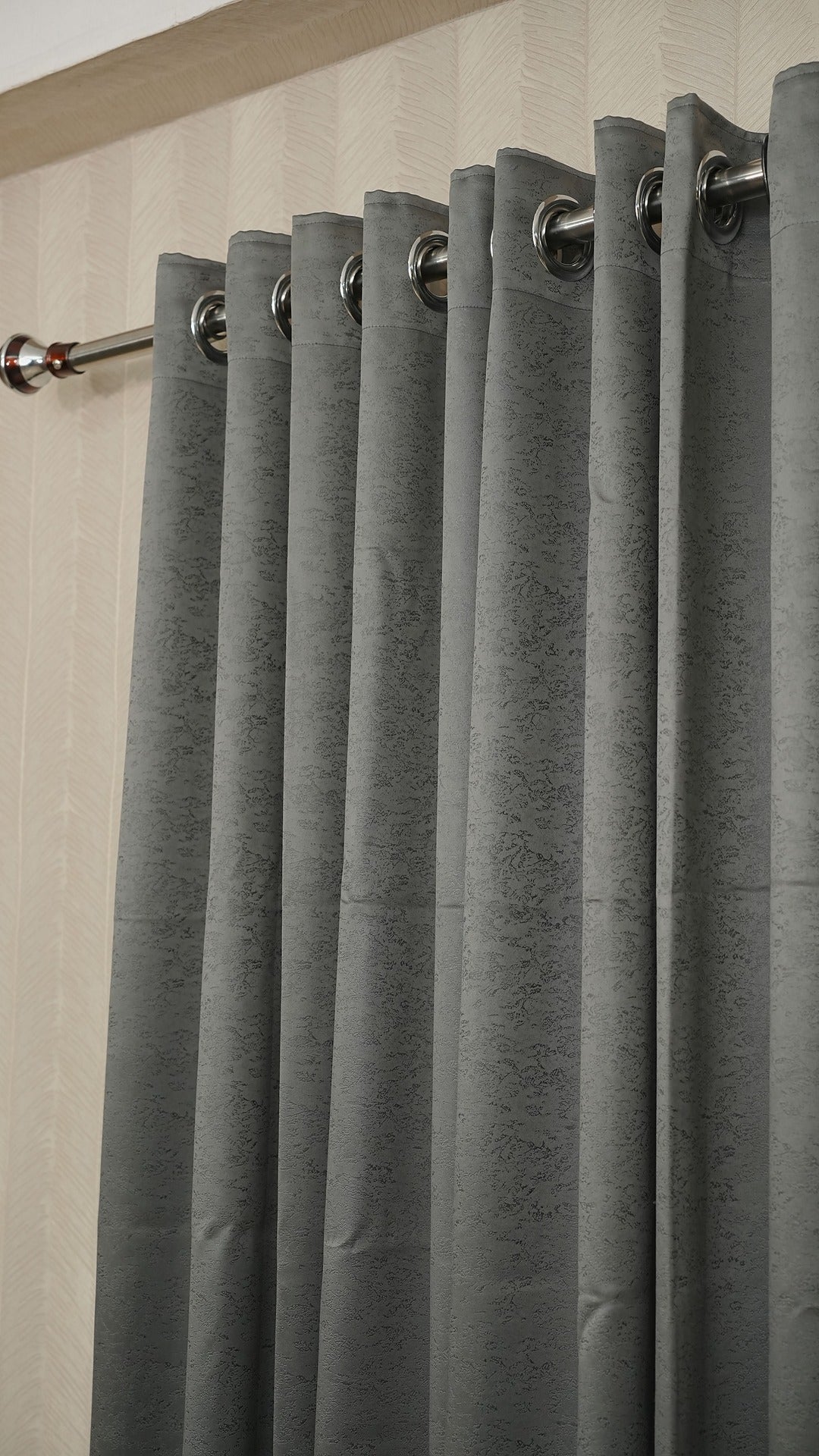 Grey Embossed Blackout Curtains 1 piece