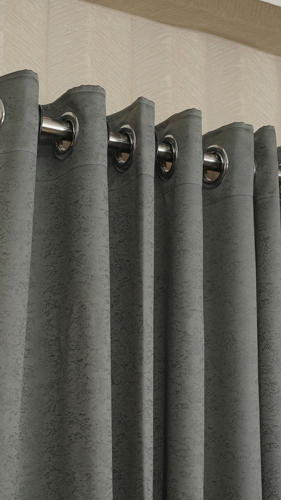 Grey Embossed Blackout Curtains 1 piece