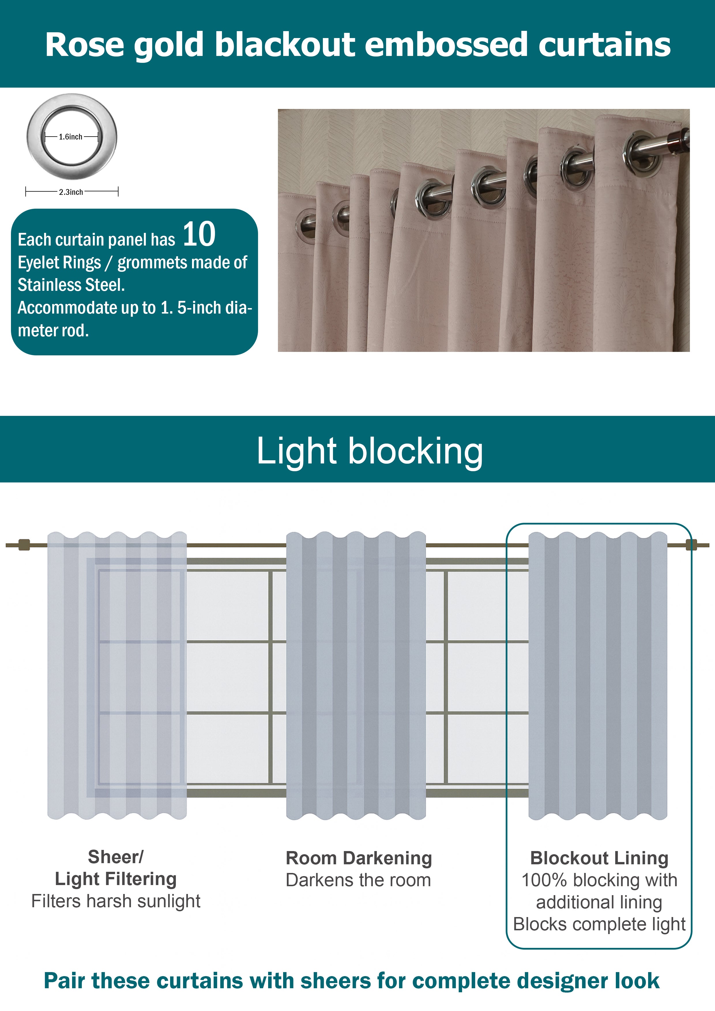 Rose goldColor Blackout Curtains with Embossed Design – Elegant, Functional &amp; Affordable Luxury