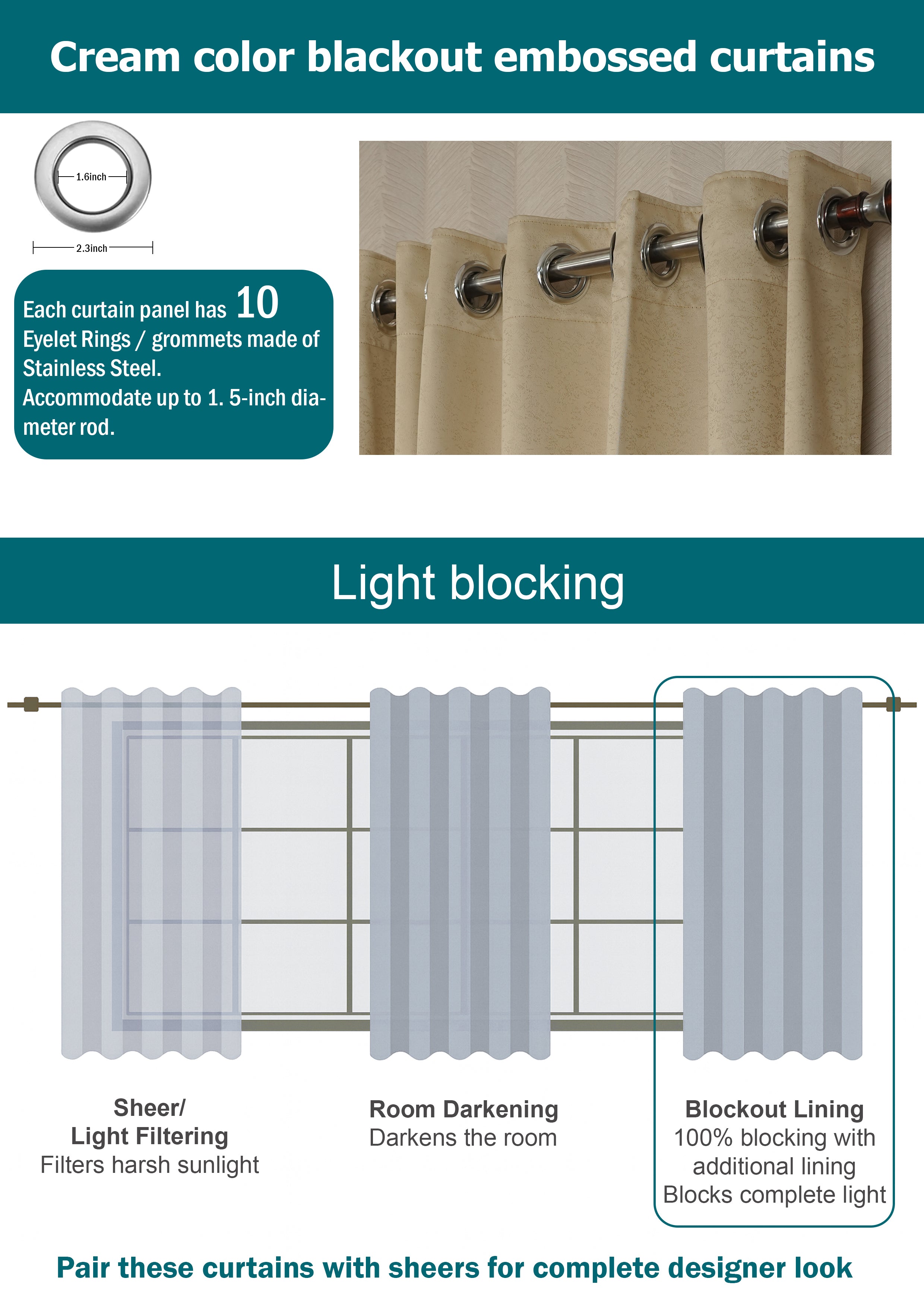 Cream Blackout Curtains with Embossed Design – Elegant, Functional &amp; Affordable Luxury