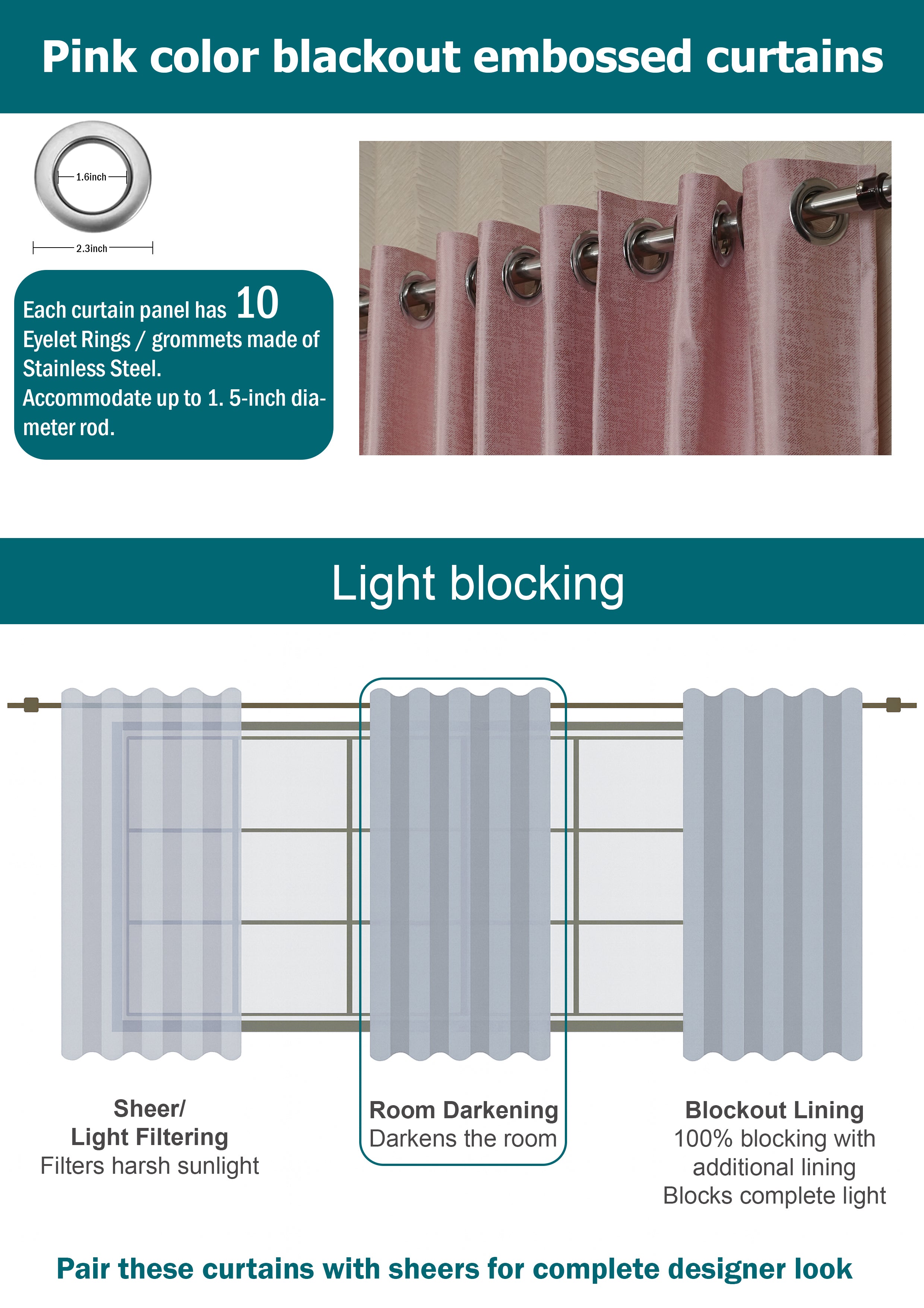 Pink Color Blackout Curtains with Embossed Design – Elegant, Functional & Affordable Luxury