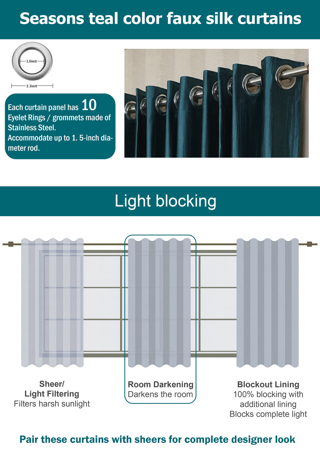 Sea Green Curtains for Living Room | Crush Fabric Semi-Blackout