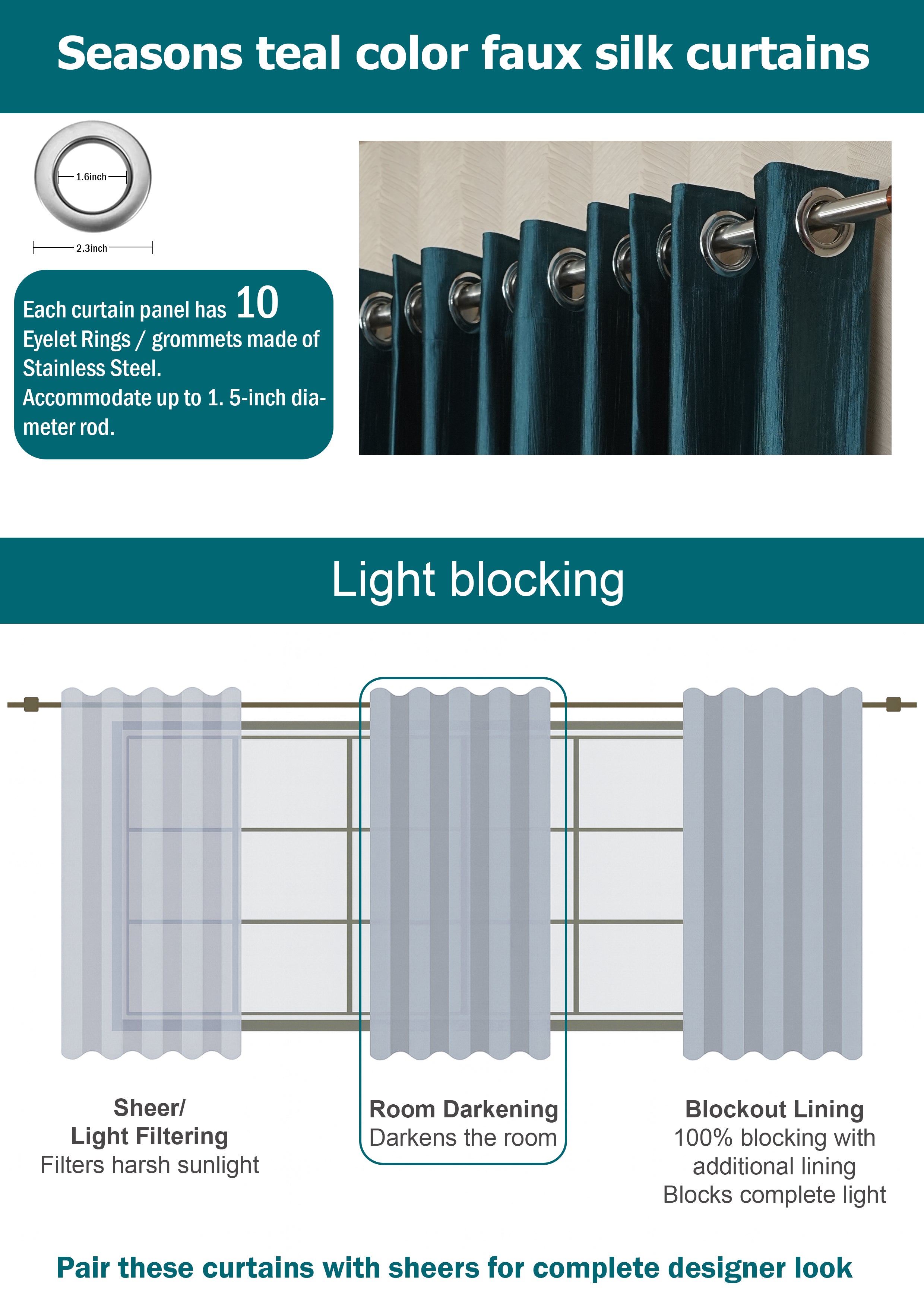 Sea Green Curtains for Living Room | Crush Fabric Semi-Blackout