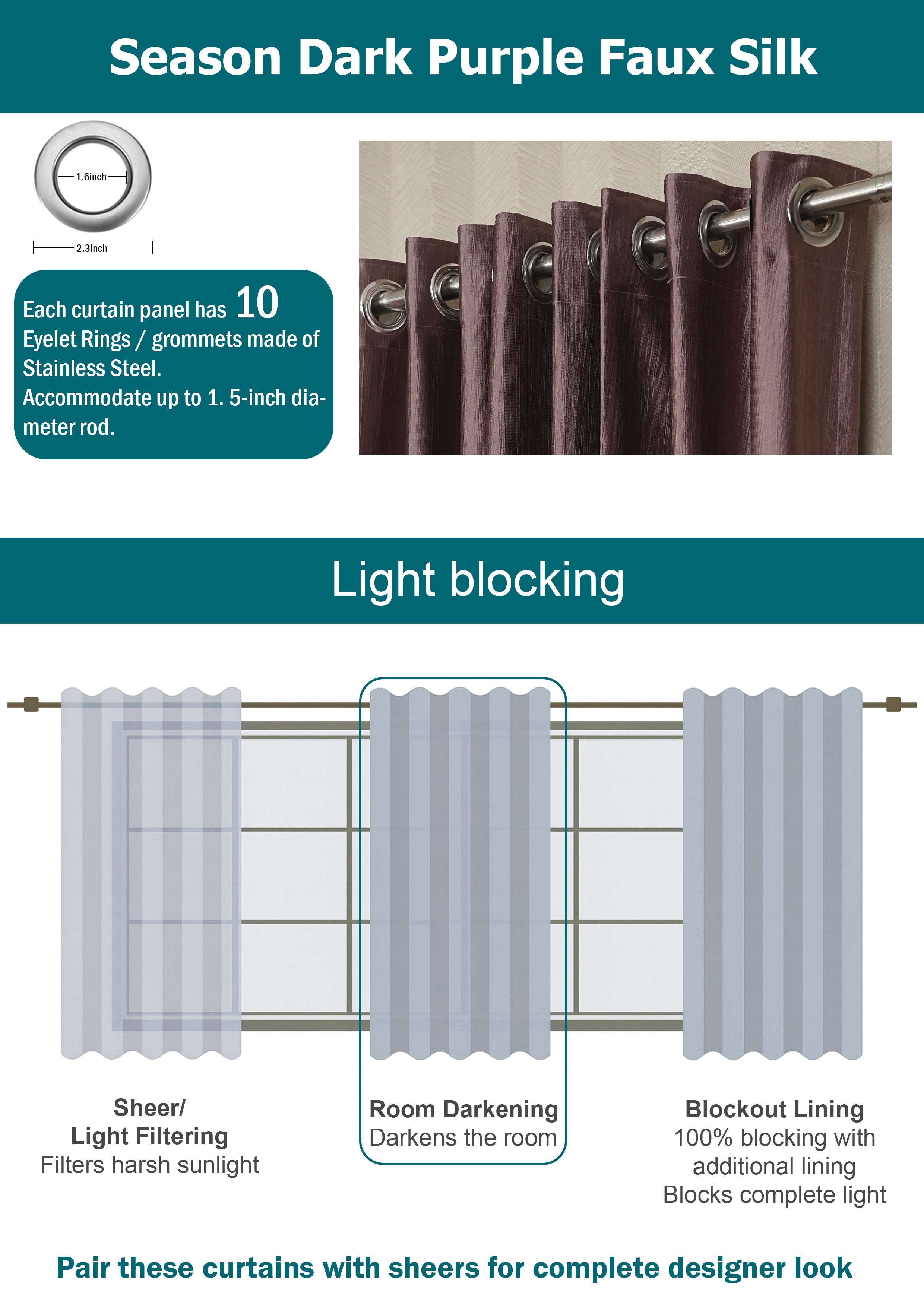 Branded Purple Colour Crush Fabric Semi-Blackout Curtains  Royal | Elegant | Bestseller