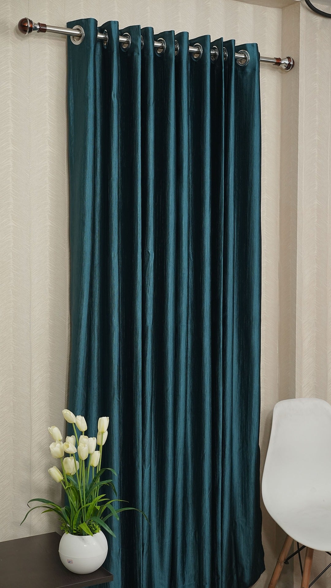 Sea Green Curtains for Living Room | Crush Fabric Semi-Blackout