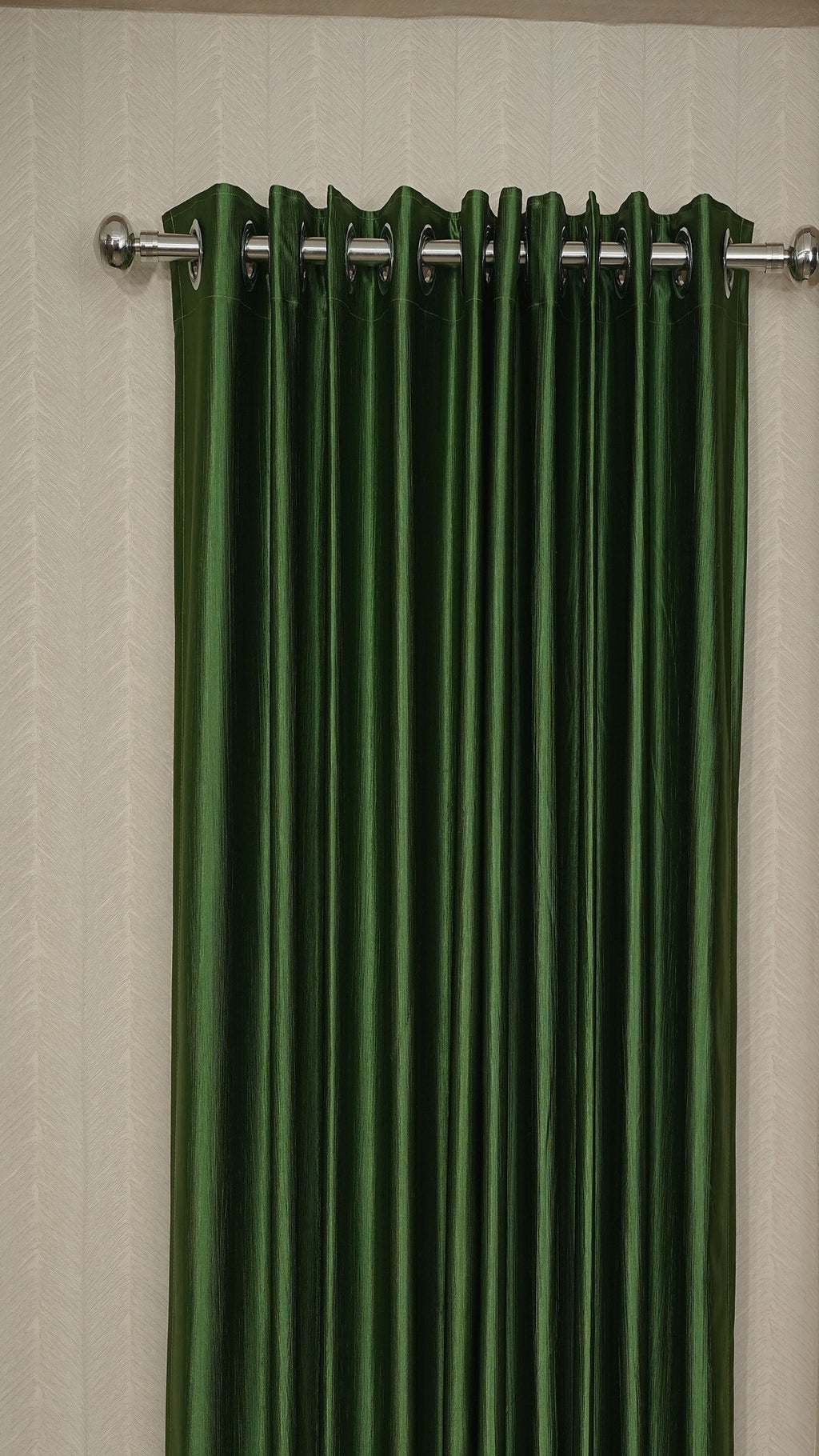 Branded Dark Green Colour Crush Fabric Semi-Blackout Curtains