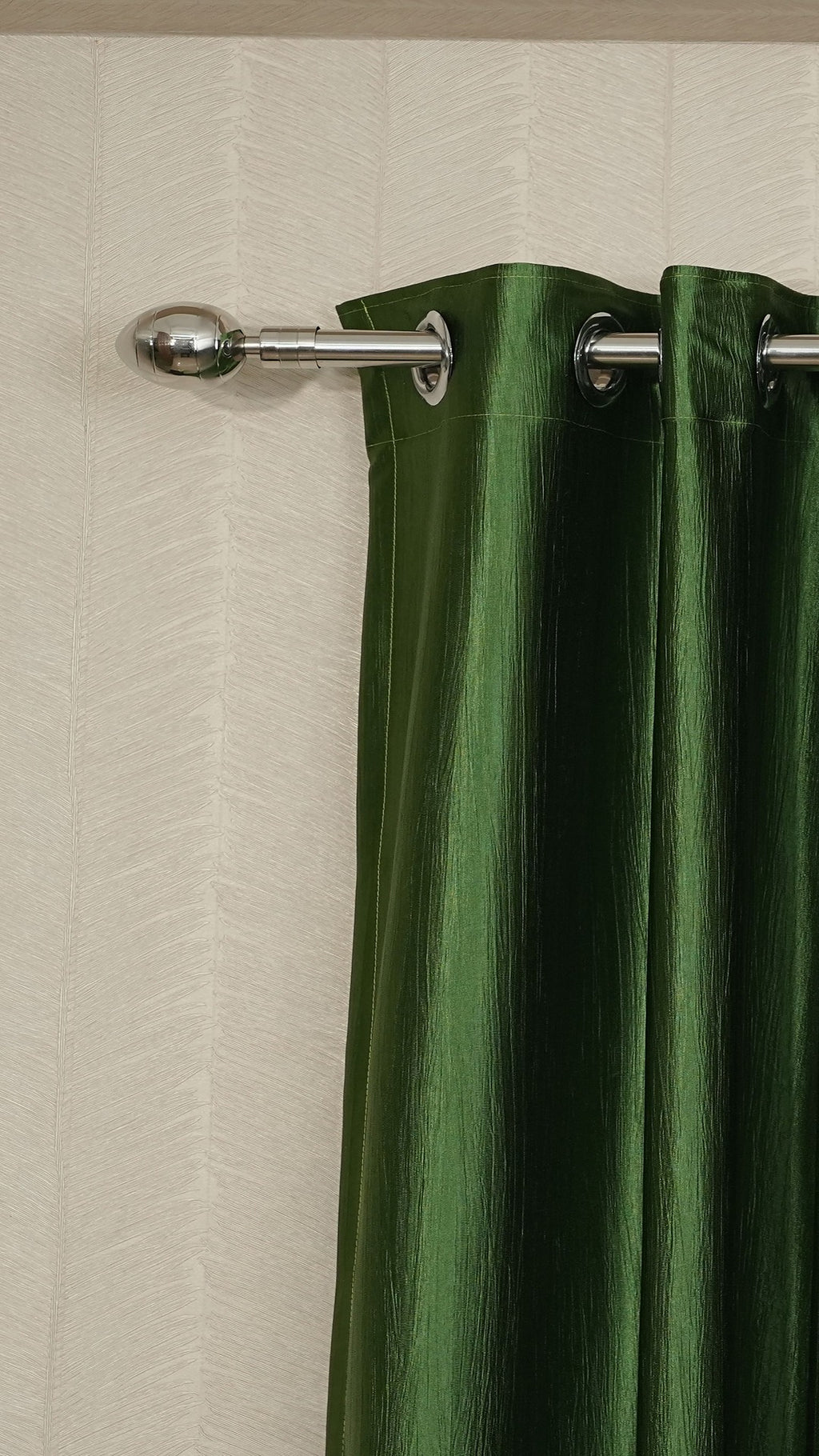 Branded Dark Green Colour Crush Fabric Semi-Blackout Curtains
