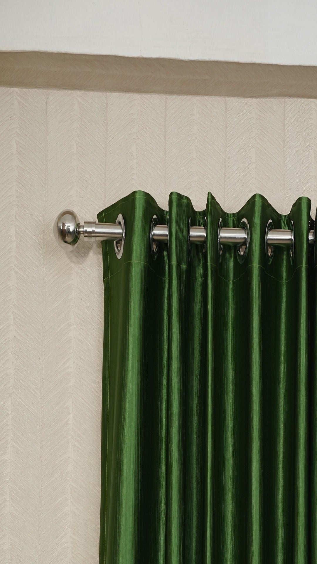Branded Dark Green Colour Crush Fabric Semi-Blackout Curtains